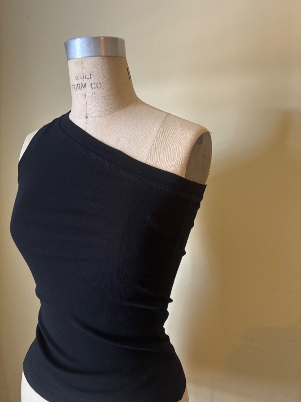ROSETTA GETTY Black Cotton HALTER One Shoulder Tank Top - X SMALL - Designer